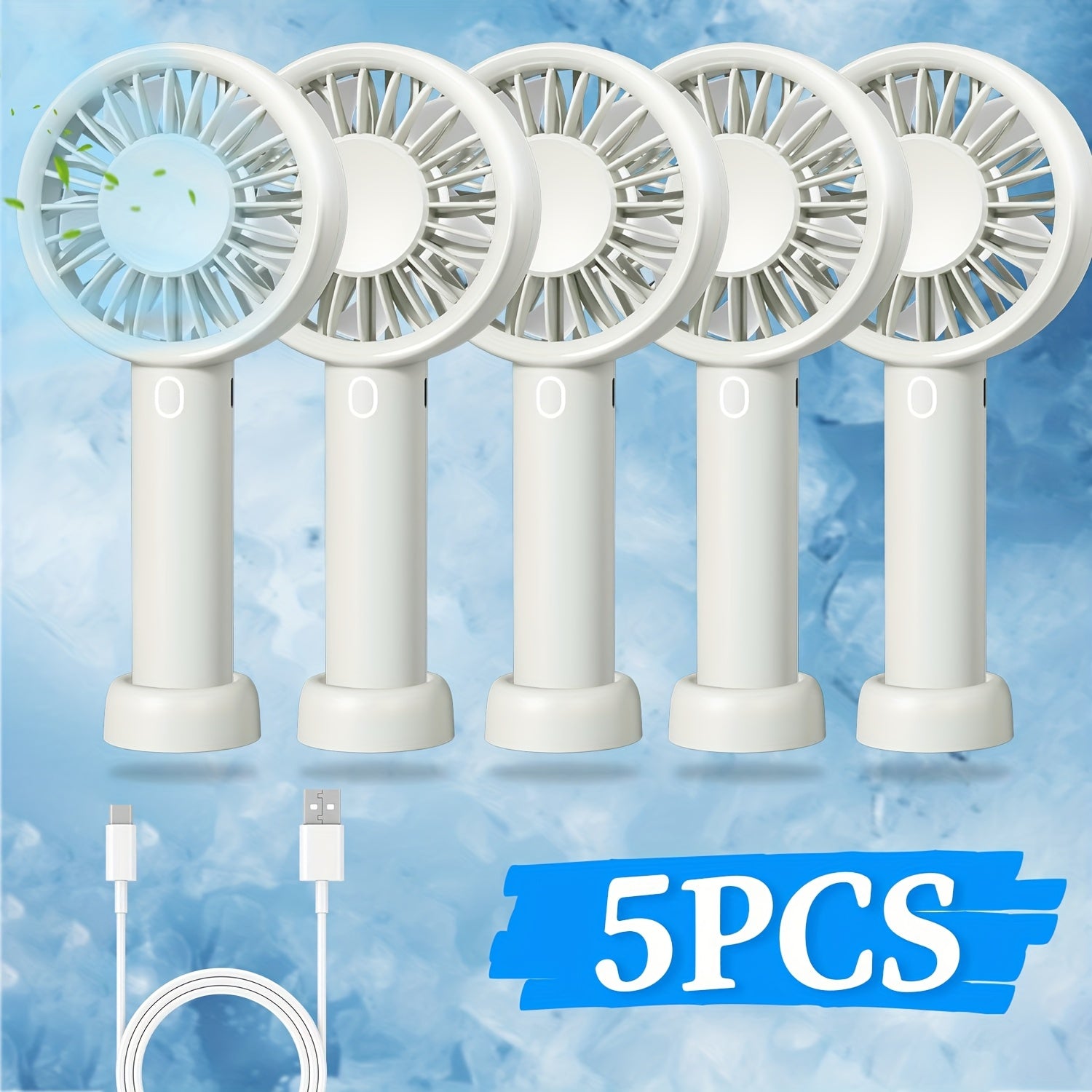 5pcs Portable Fan, Small And Powerful, Cute Design 3 Speed Personal Handheld And Desktop with Base, Lightweight USB Rechargeable for Makeup Stylish Girl Women for Man Travel Indoor Outdoor