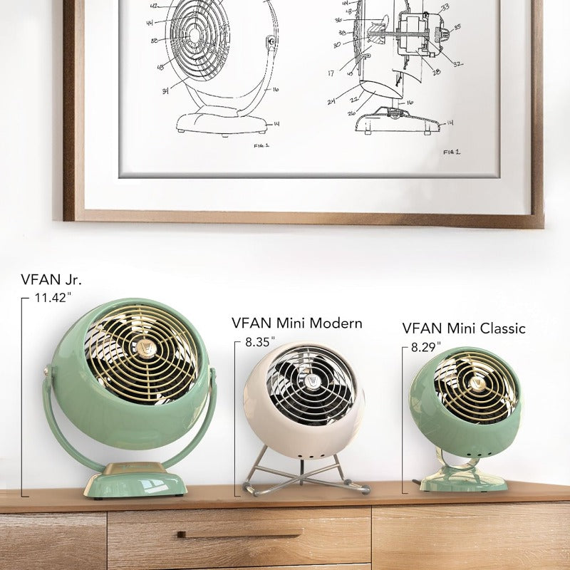 VFAN™ Mini Fan Classic Vintage Fan Retro Metal Air Circulator For Desk and Bedside 2 Speeds Adjustable Tilt Personal Cooling with Targeted Airflow Quiet Fan Green