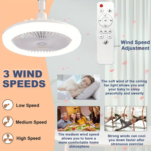 10 Inch Smart Ceiling Fan Light with Aroma Diffuser & Remote Control | 50W 3-Color 3-Speed Adjustable LED (3000K-6500K) | Dimmable Wireless Mini Hanging Fan for Bedroom, Kitchen, Office | Upgraded Crystal Shade & E26\u002FE27 Base