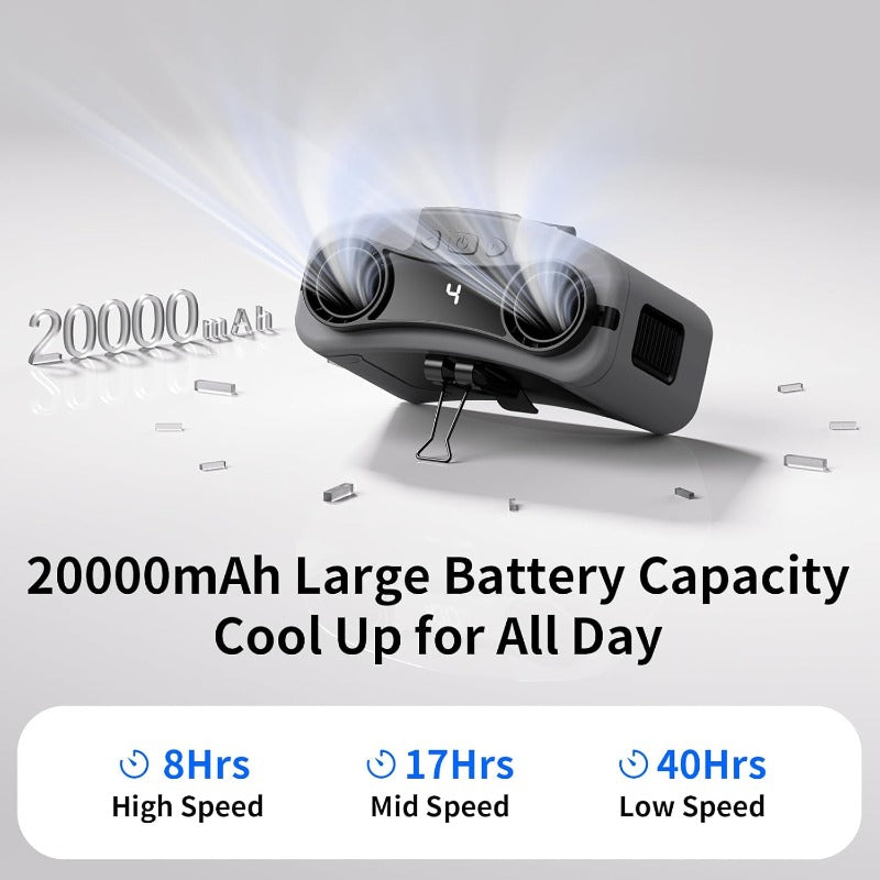 Socool 20000mAh Portable Waist Fan Clip on Wearable Belt Personal Fan Rechargeable 40H Cooling Battery Operated with 10 Speeds Dual Air Outlets Neck Fans Hanging for Outdoor Jobsite Camping