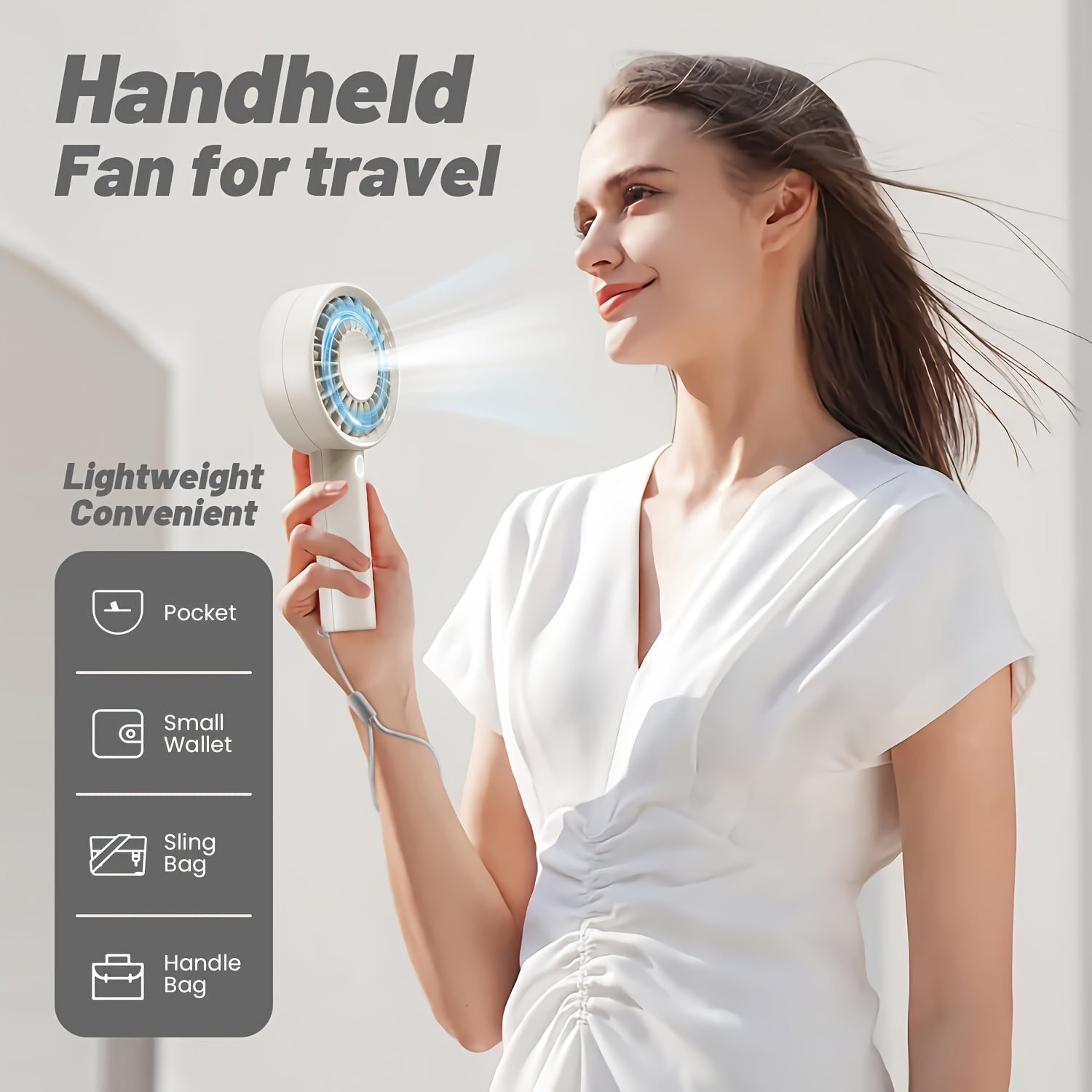 5pcs Portable Fan, Small And Powerful, Cute Design 3 Speed Personal Handheld And Desktop with Base, Lightweight USB Rechargeable for Makeup Stylish Girl Women for Man Travel Indoor Outdoor